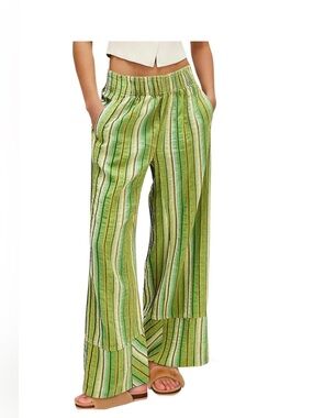 Wide Leg Striped Green Lounge Pants new